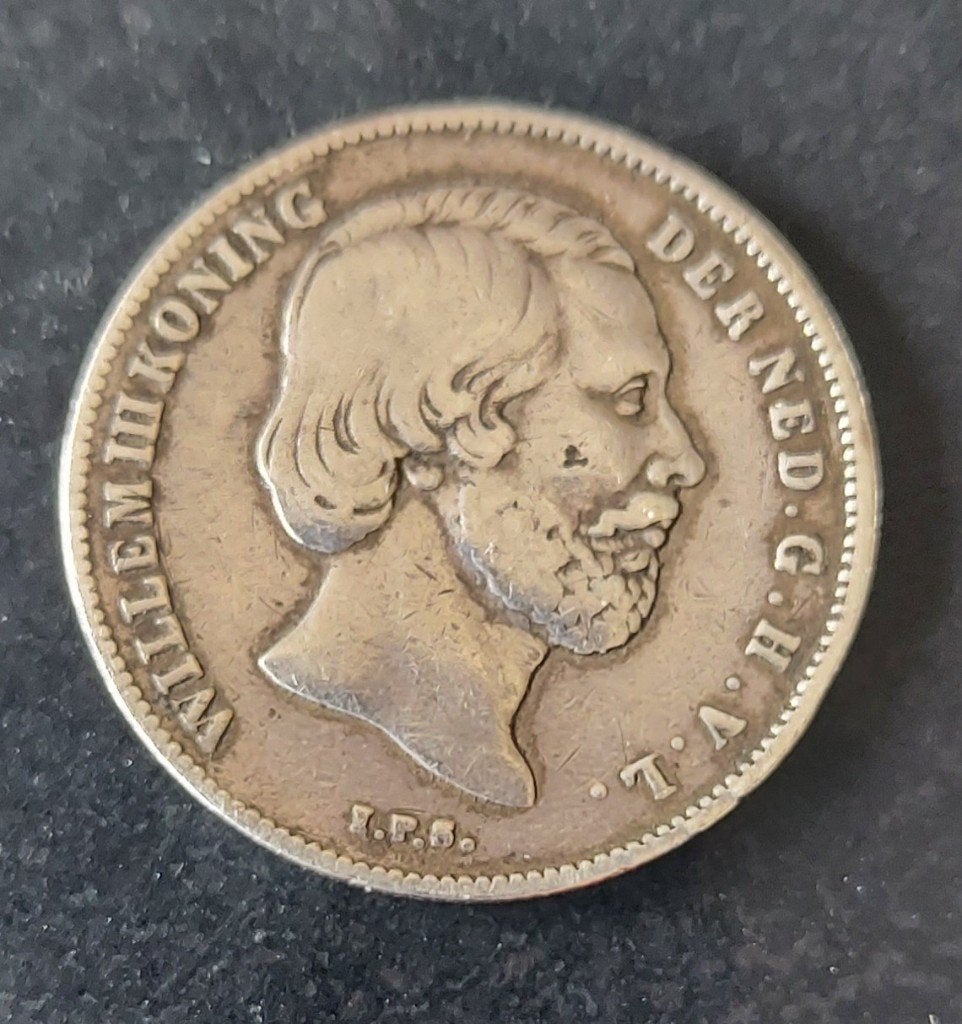 Willem III - halve gulden, ½ gulden, Koning Willem III, Zilver, Ophalen of Verzenden