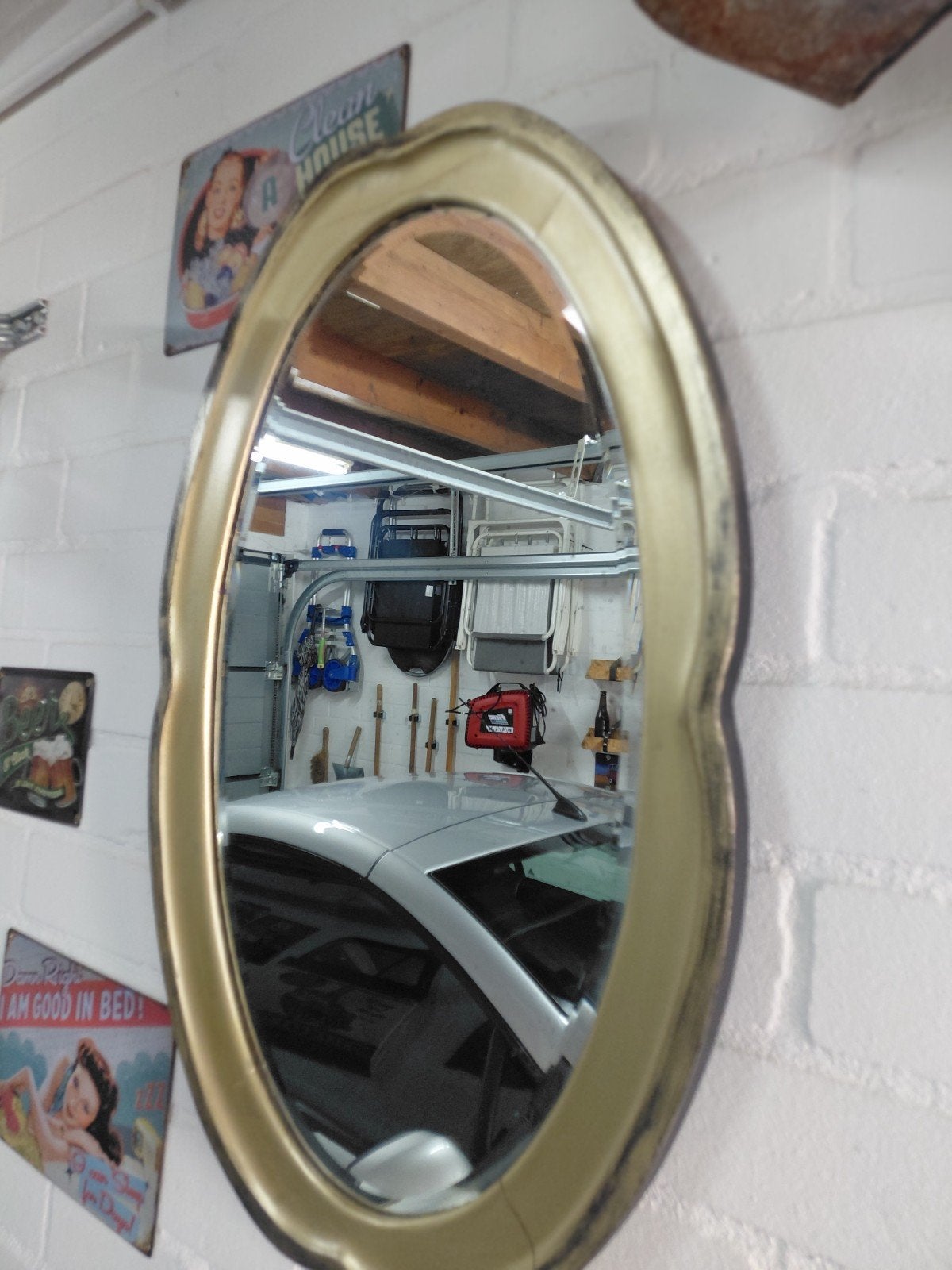 Vintage ovale spiegel met gouden lijst, Ophalen