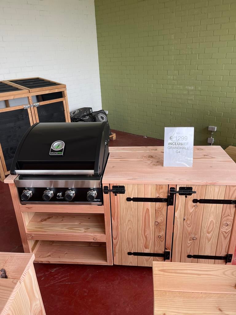 Douglas buitenkeuken met Grandhall/Grandpro G4 BBQ, Ophalen of Verzenden, Nieuw, Gas, Vrijstaand