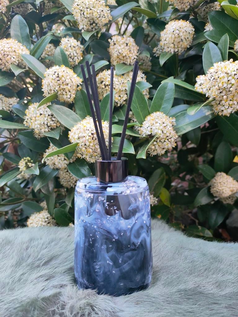 Luxe Geurdiffuser Zwart/Wit Marmerlook met Zilverfolie, Ophalen of Verzenden, Nieuw, Overige materialen