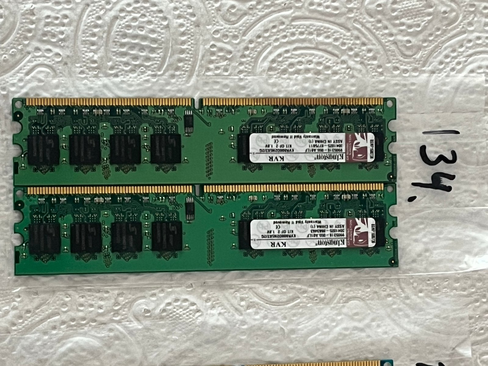 #134- Kingston KVR800D2N5K2/2G DDR2 RAM Geheugen (2x 1GB), Computers en Software, RAM geheugen, Verzenden, Zo goed als nieuw, DDR2