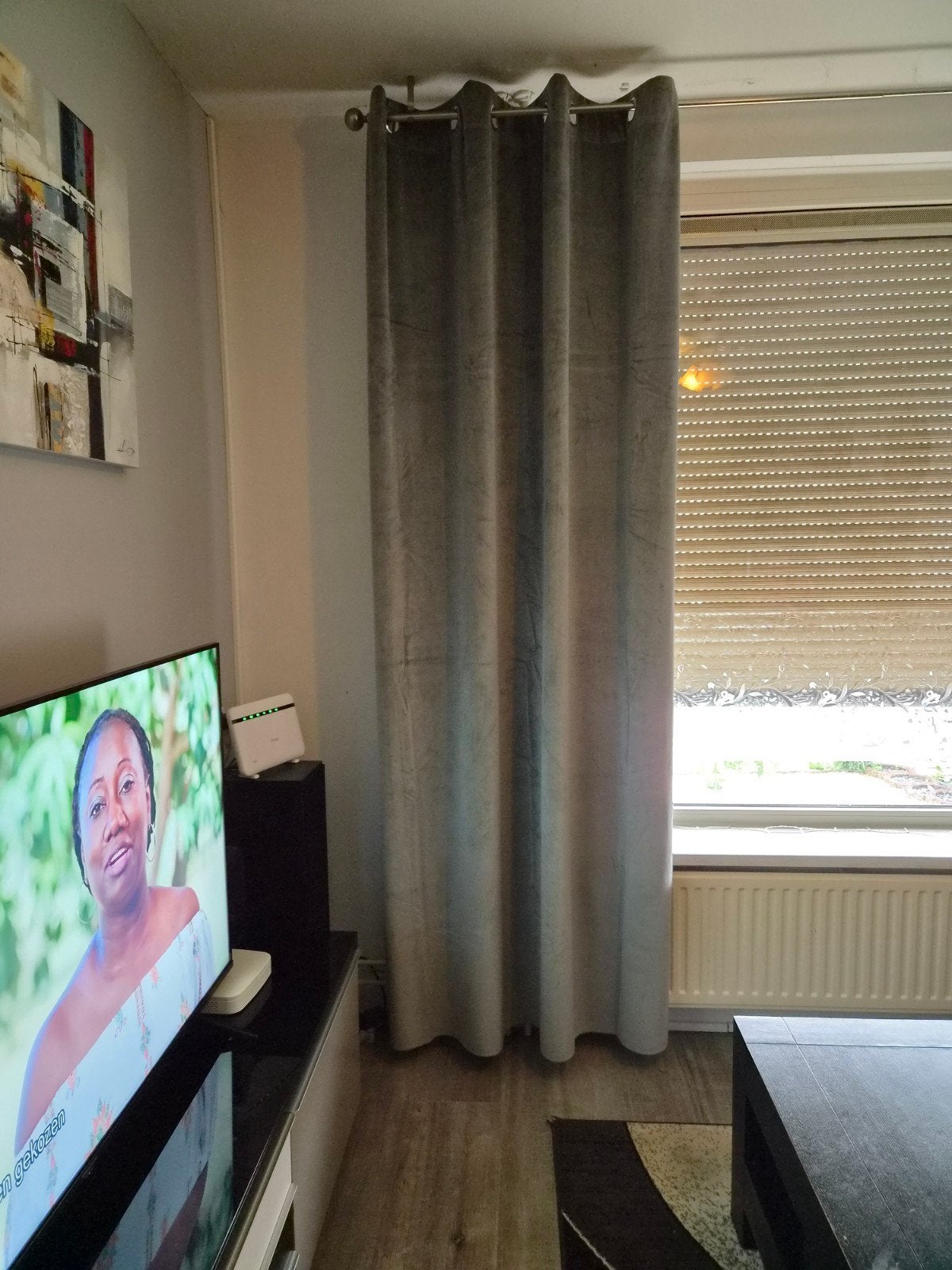 4 velours gordijnen grijs zonder stangen, Ophalen