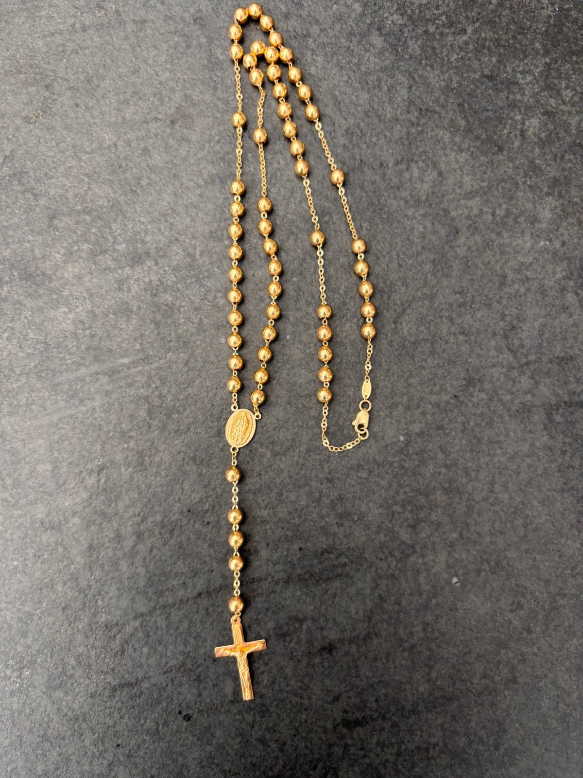 Gouden Rozenkrans Ketting 14krt (585), Ophalen, Zo goed als nieuw, Goud, Met hanger