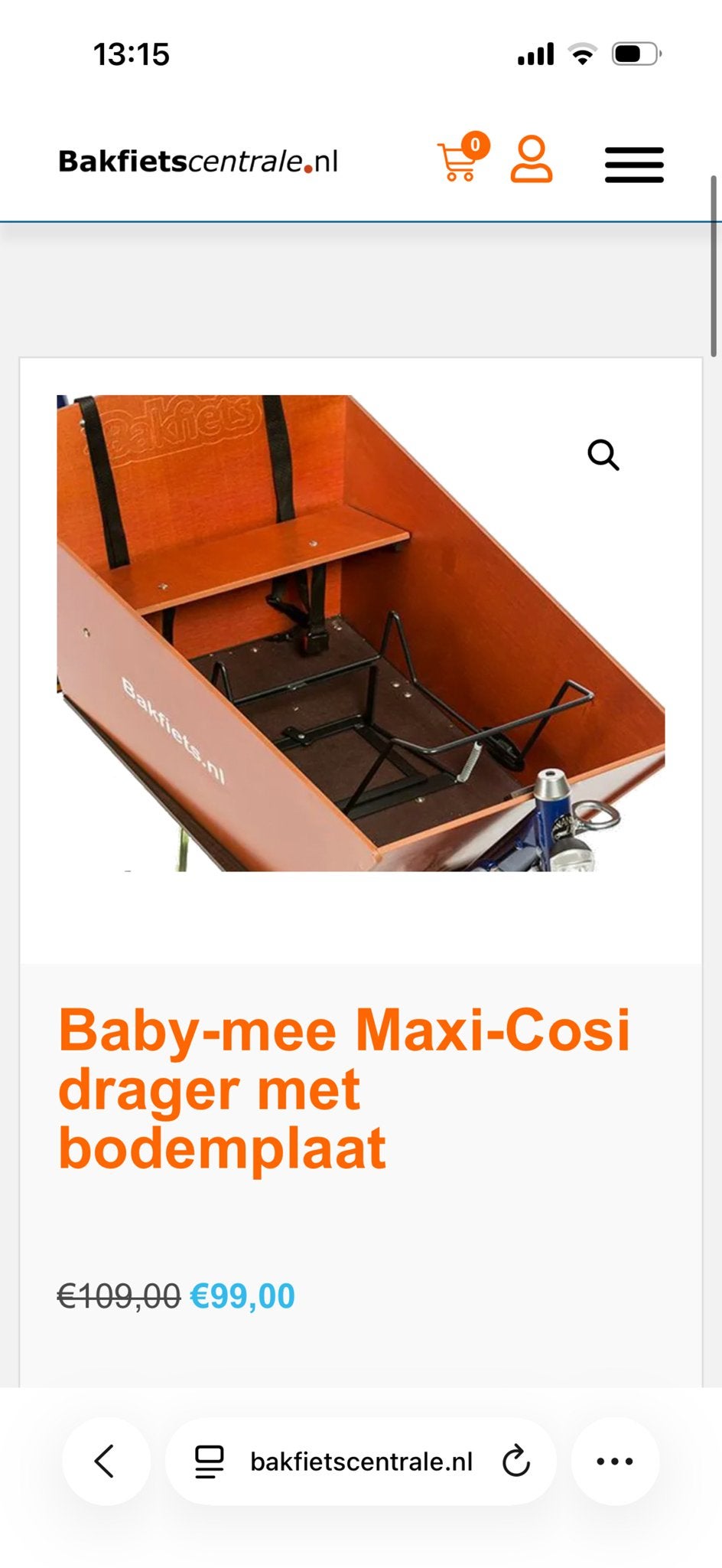 Baby-mee Maxi-Cosi drager met bodemplaat, Ophalen of Verzenden, Gebruikt, Kinderkar, Minder dan 20 kg
