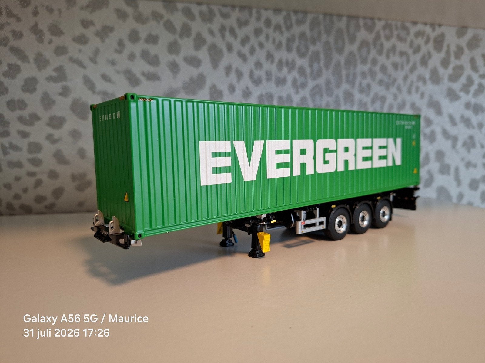 WSI, Containertrailer met 40 FT Evergreen Container, Ophalen of Verzenden, Zo goed als nieuw, Bus of Vrachtwagen, Wsi