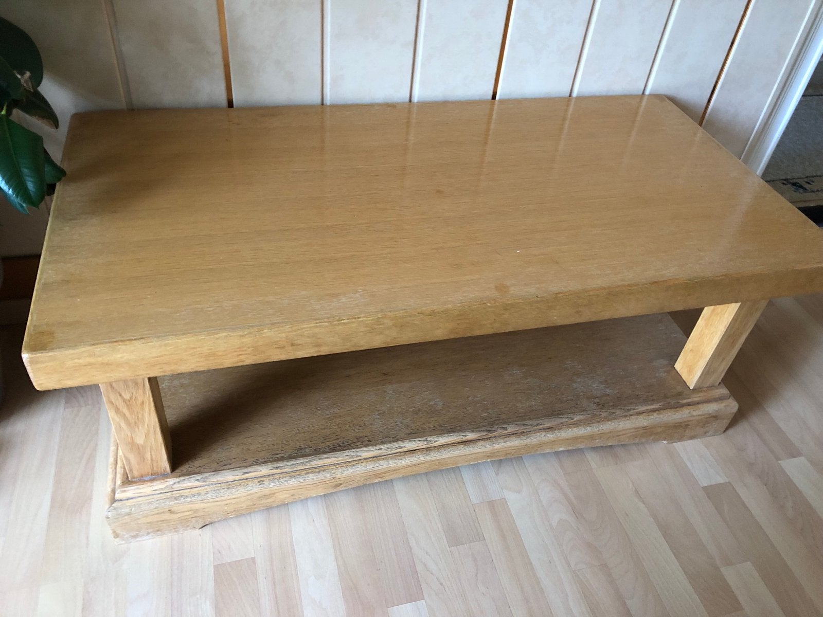 Houten salontafel met opbergruimte, Ophalen, Gebruikt, 100 tot 150 cm, 50 tot 100 cm