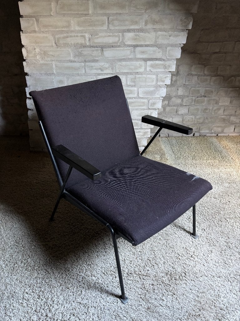 Wim Rietveld Oase design Vintage stoel fauteuil, Ophalen, Gebruikt, Zwart, Design Jaren 50-60