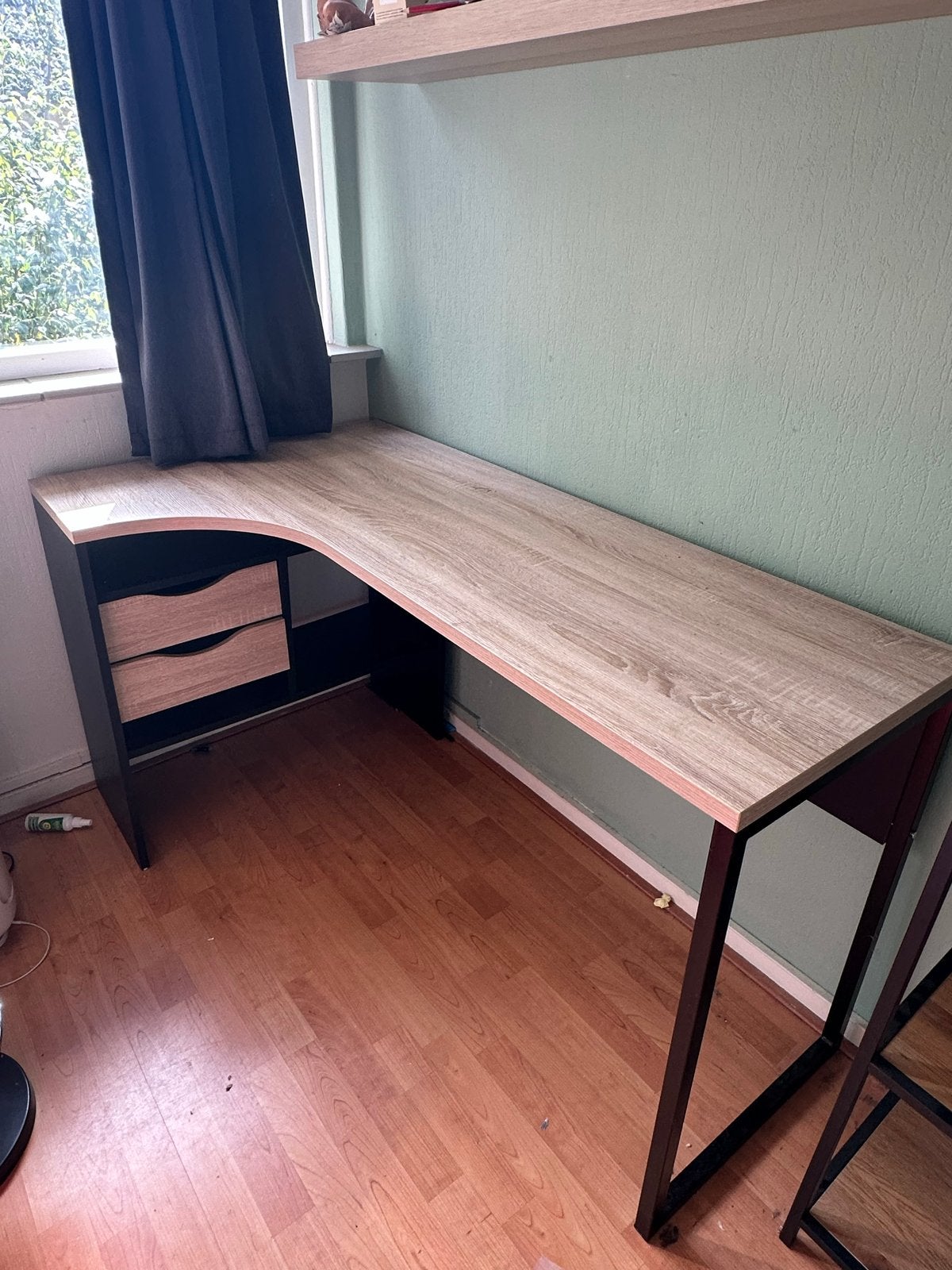 Industriële kast en bureau van hout en staal - Leen Bakker, Ophalen, Demontabel, Gebruikt, Hout