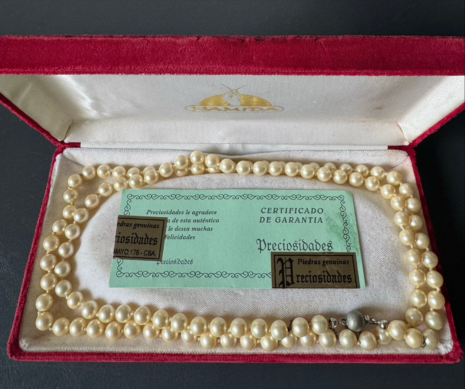 Namida Parelketting met Certificaat, Ophalen of Verzenden, Zo goed als nieuw, Beige, Overige materialen