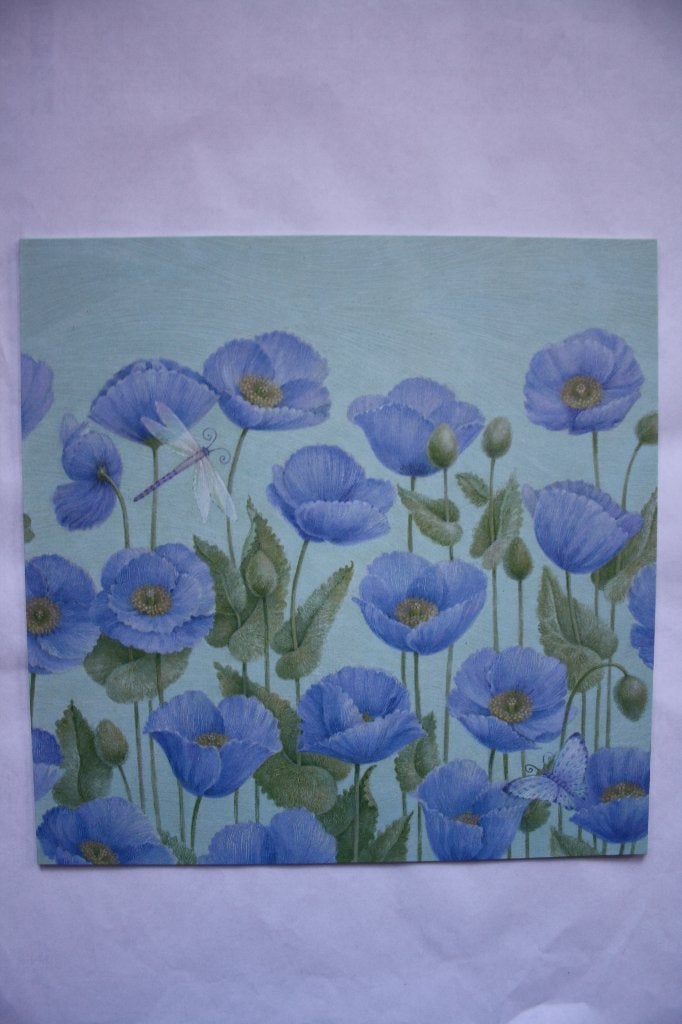 10 poppies glad papier blue poppies 0312, Ophalen of Verzenden, Nieuw, Papier of Karton, Overige merken