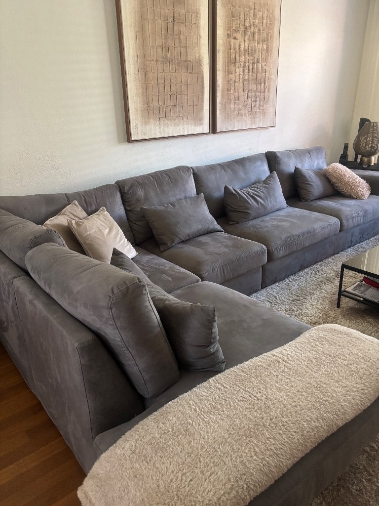 Hoekbank grijs microvezel/alacantara, Ophalen, Lounge, Hoekbank, 300 cm of meer