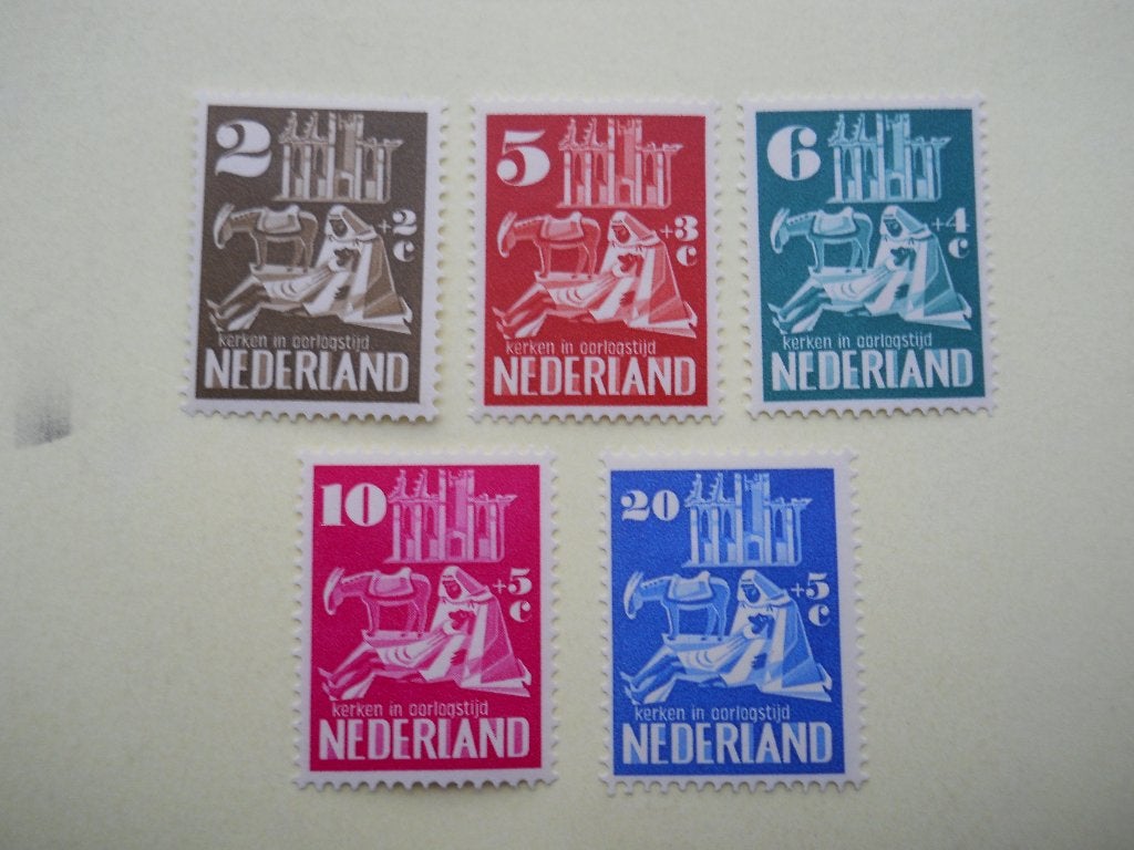 Nederland 1950 Kerken in Oorlogstijd Nvph556-560 ongebruikt, Postzegels en Munten, Ophalen of Verzenden, Na 1940, Postfris