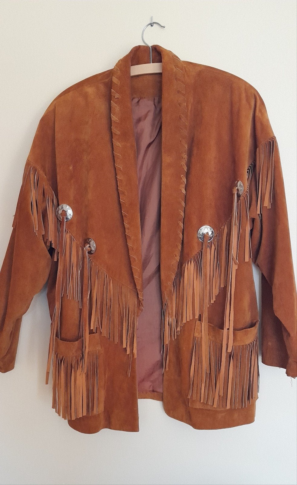Vintage suède franje jas - Western stijl, Maat 38/40 (M), Bruin, Ophalen of Verzenden, Onbekend