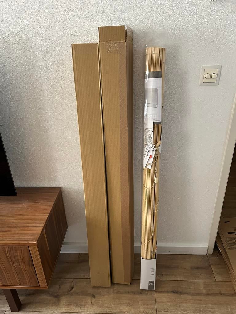 2x Bamboe rolgordijn naturel 120x160 cm, Huis en Inrichting, Stoffering | Gordijnen en Lamellen, Nieuw, 150 tot 200 cm, 100 tot 150 cm