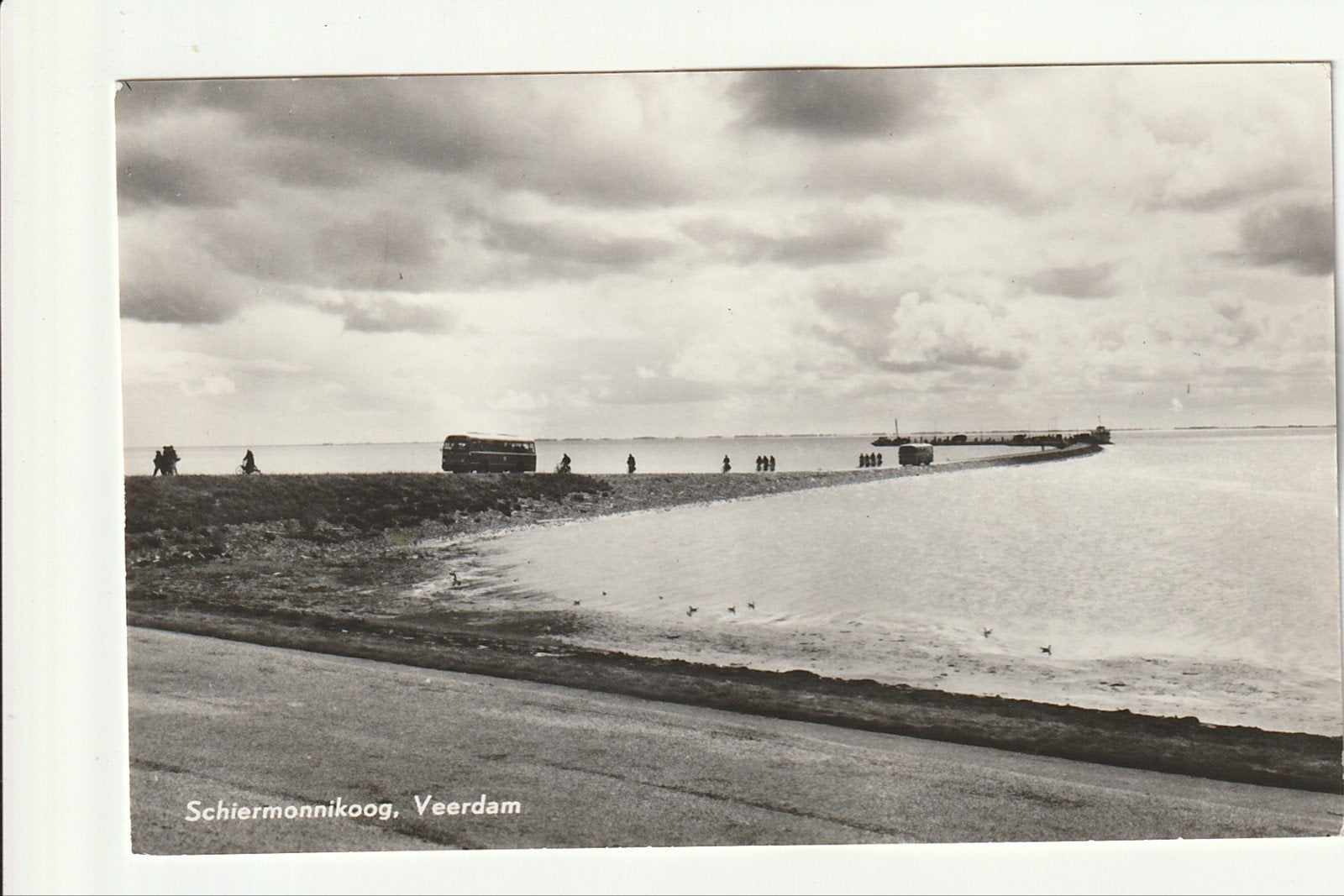SCHIERMONNIKOOG VEERDAM NOF DAF/SCANIA VABIS BUSSEN FIETSERS, Verzamelen, Ophalen of Verzenden, 1960 tot 1980, Gelopen, Waddeneilanden