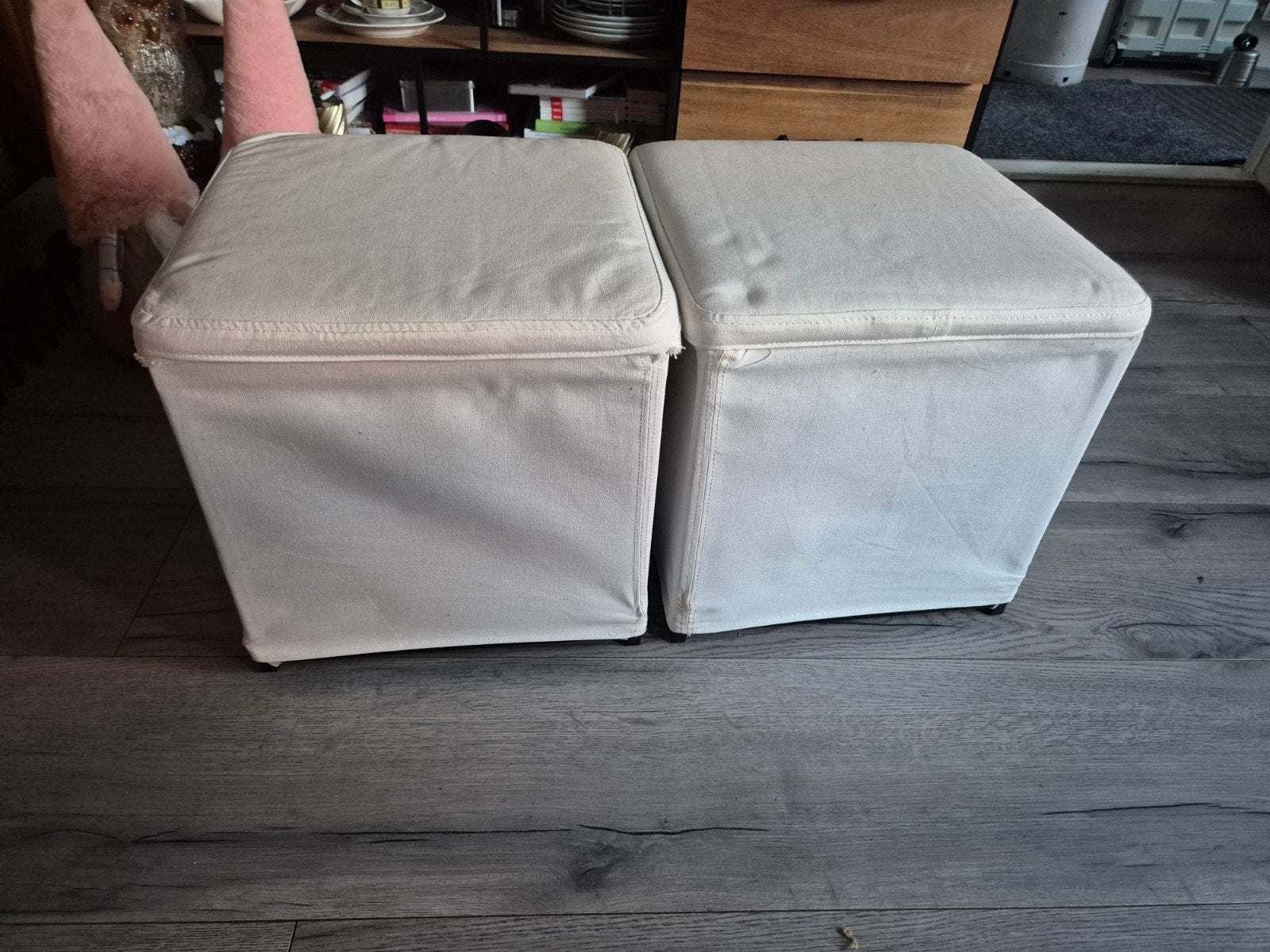 Ikea poefjes met opbergruimte en wasbare stof, Ophalen of Verzenden, Rechthoekig, Stof