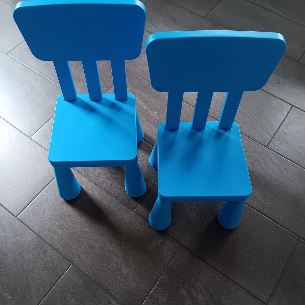 2x IKEA Mammut kinderstoel blauw, Ophalen, Gebruikt, Stoel(en)
