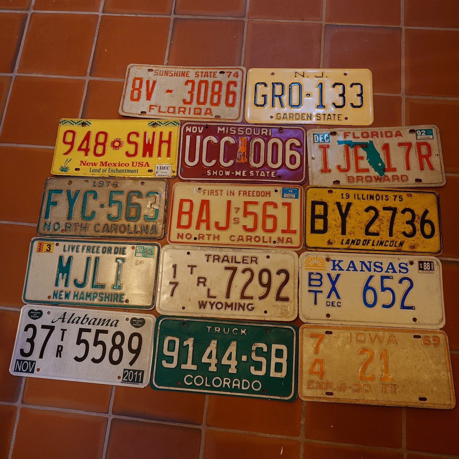 Verzameling Amerikaanse Kentekenplaten (14 stuks), Ophalen of Verzenden, Gebruikt, Auto's