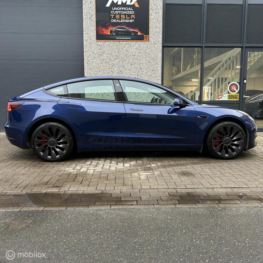 Tesla Model 3 Performance + MMX Pack + IAP, Automaat, Gebruikt, Zwart, Blauw