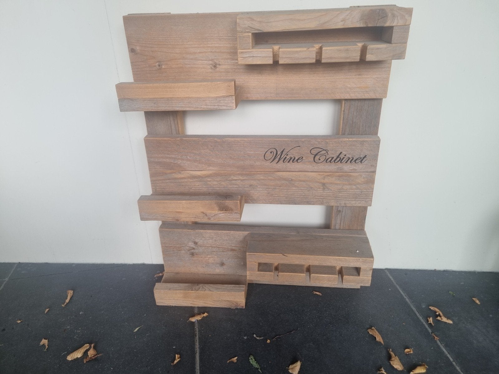 Houten wijnrek voor flessen en glazen - 'Wine Cabinet', Ophalen of Verzenden