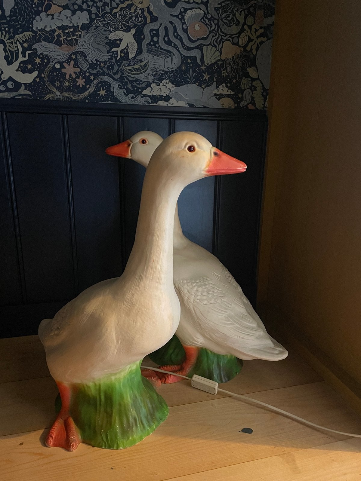 2x Originele Vintage Heico gans lamp XL – Werkend – Retro, Ophalen of Verzenden