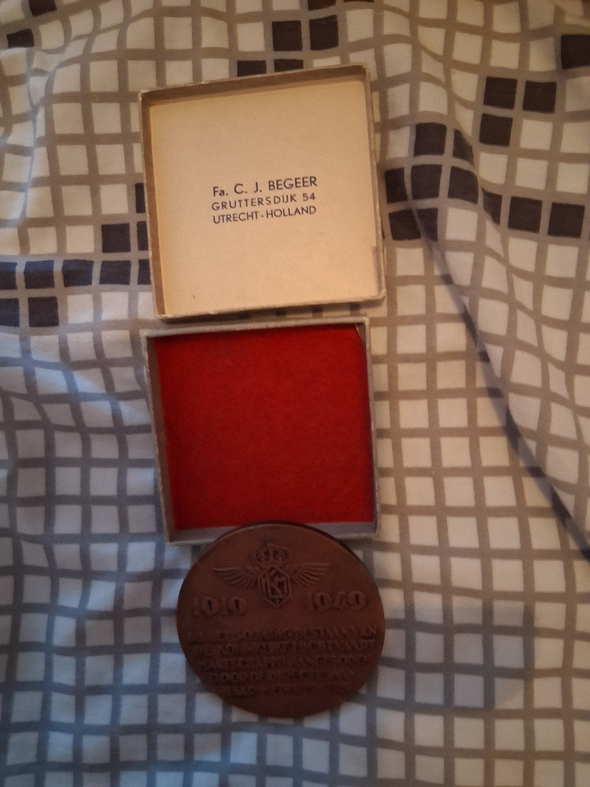 Schiphol Medaille 1965 - Fa. C. J. Begeer, Postzegels en Munten, Penningen en Medailles, Ophalen of Verzenden