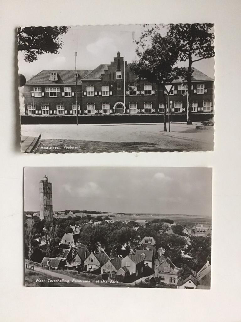 2 oude kaarten, Verzamelen, Ansichtkaarten | Nederland, Verzenden, 1940 tot 1960, Gelopen, Zuid-Holland