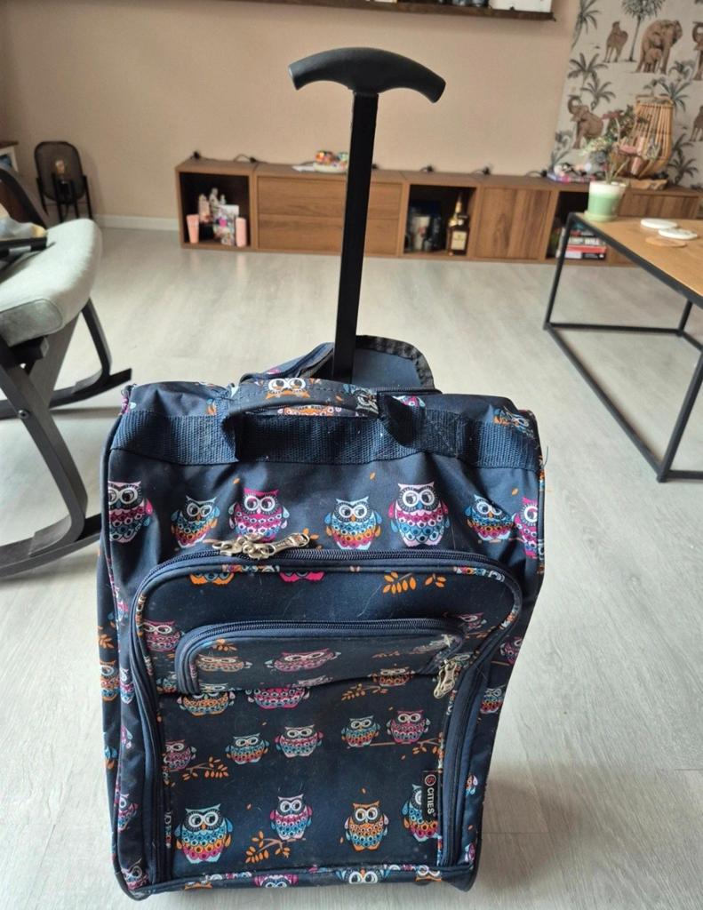 Kleine Roltas met Uilenprint - 2 Wieltjes, 2 Standen Houder, Sieraden, Tassen en Uiterlijk, Tassen | Reistassen en Weekendtassen