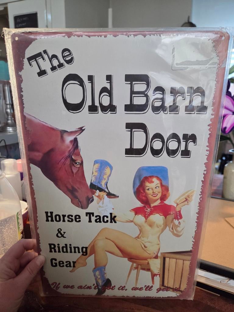 Vintage Metalen Bord "The Old Barn Door" - Nieuw!, Ophalen of Verzenden