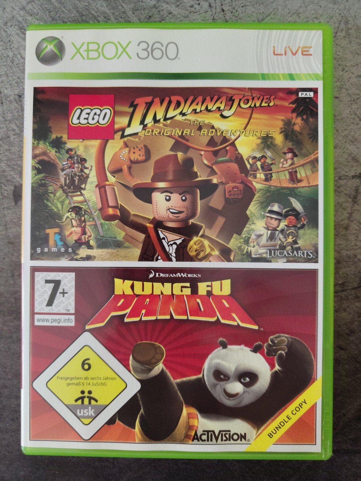 Indiana Jones & Kung Fu Panda - Bundle Copy - Xbox 360 - CIB, Avontuur en Actie, Gebruikt, Eén computer, Ophalen of Verzenden