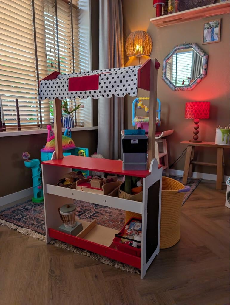 Hema houten winkeltje met accessoires en kassa, Kinderen en Baby's, Speelgoed | Educatief en Creatief, Ophalen, Gebruikt, Ontdekken
