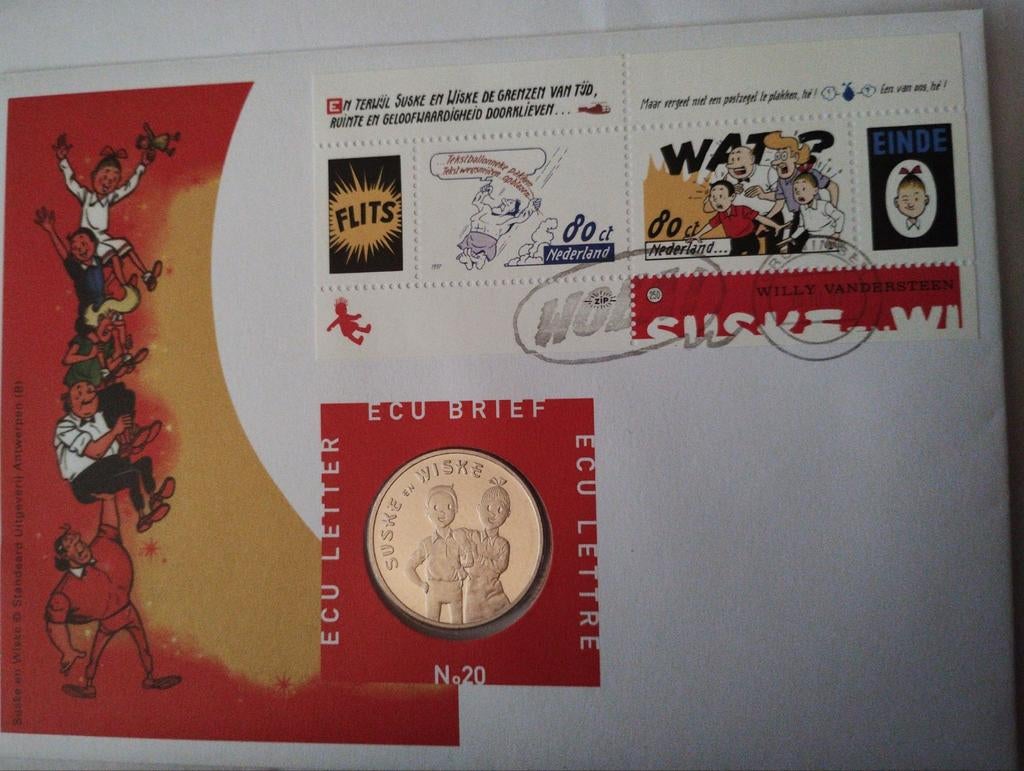 Suske en Wiske Ecu brief 1997 No 20, Postzegels en Munten, Penningen en Medailles, Verzenden, Overige materialen, Nederland