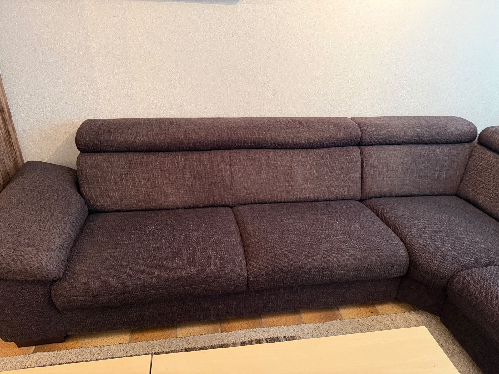 Comfortabele hoekbank - Donkerbruin, Ophalen, Gebruikt, Stof