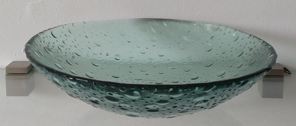 glazen schaal relief groen glas, volgnr 3, Schaal, Vaatwasserbestendig, Rond, Ophalen of Verzenden