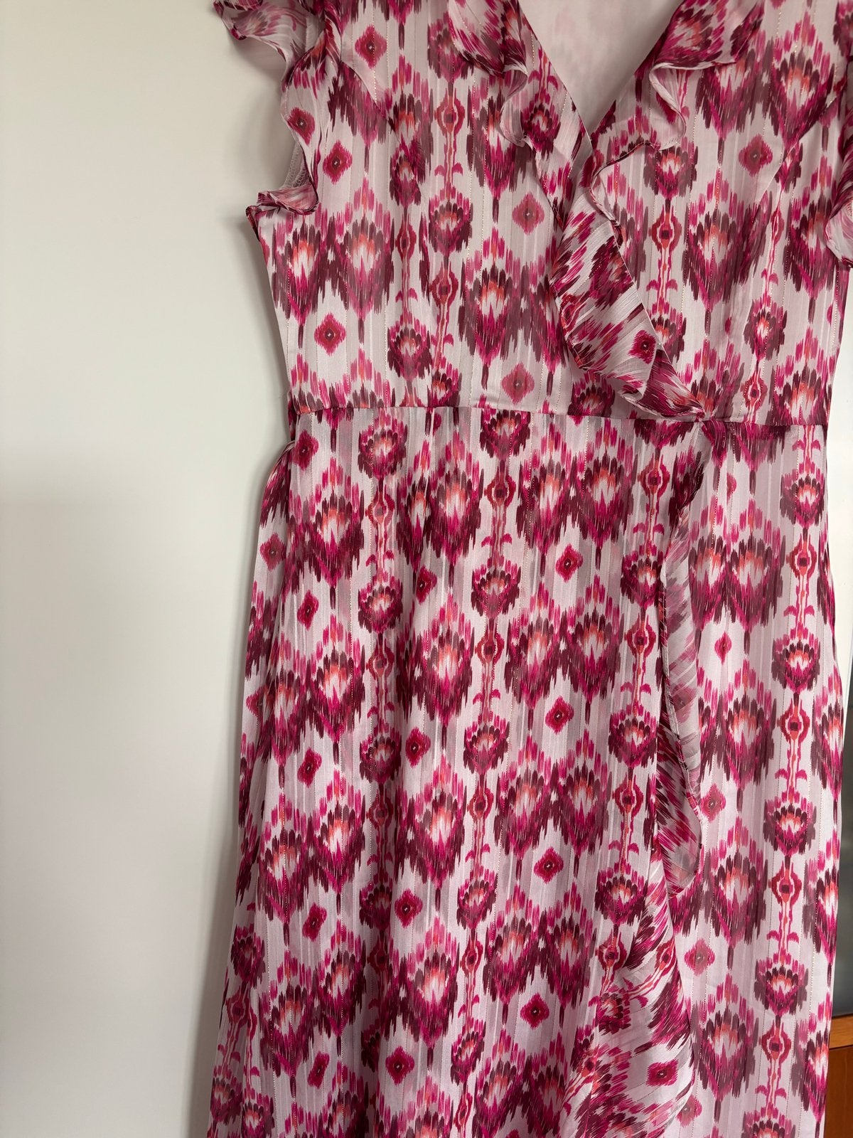 Smashed Lemon wikkeljurk roze/wit met ikat print, Kleding | Dames, Maat 38/40 (M), Ophalen of Verzenden, Zo goed als nieuw, Roze