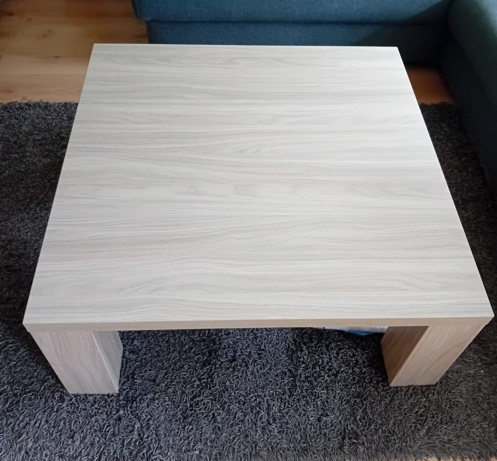 Salontafel kleur licht eiken, Ophalen, Gebruikt, 50 tot 100 cm, Vierkant