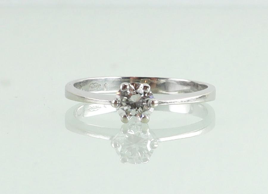 Vintage witgouden ring solitair briljant diamant, Ophalen of Verzenden, Goud, Ring, Met edelsteen