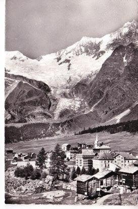 SAAS-FEE mit Fee-Gletscher. Alphubel, Täschhorn und Dom.23-4, Ophalen of Verzenden, 1940 tot 1960, Gelopen, Overig Europa