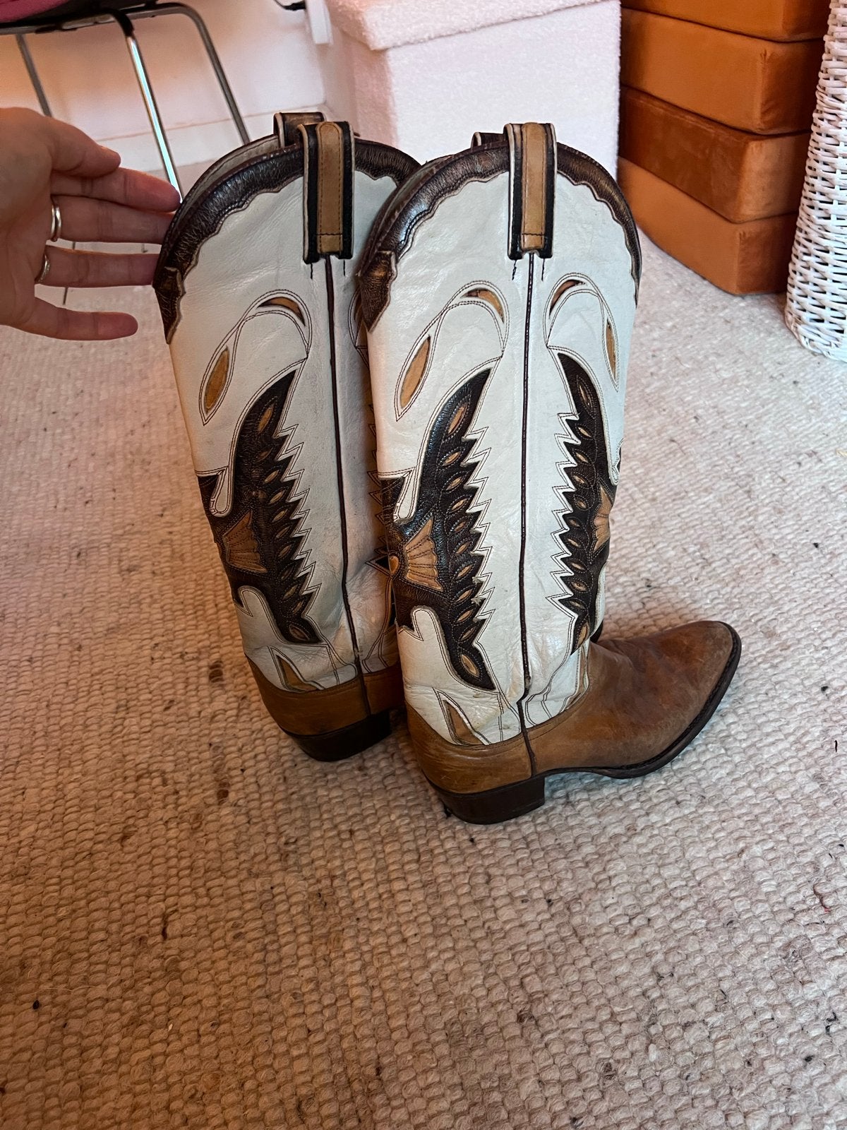 Vintage Sendra cowboylaarzen mt 38 bijzonder leren design, Kleding | Dames, Ophalen of Verzenden, Gedragen, Wit, Hoge laarzen
