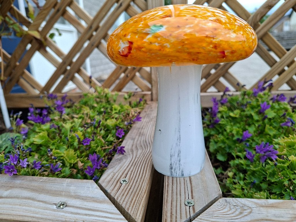 schitterende mooie handgeblazen glazen paddestoel, Ophalen, Zo goed als nieuw, Mens