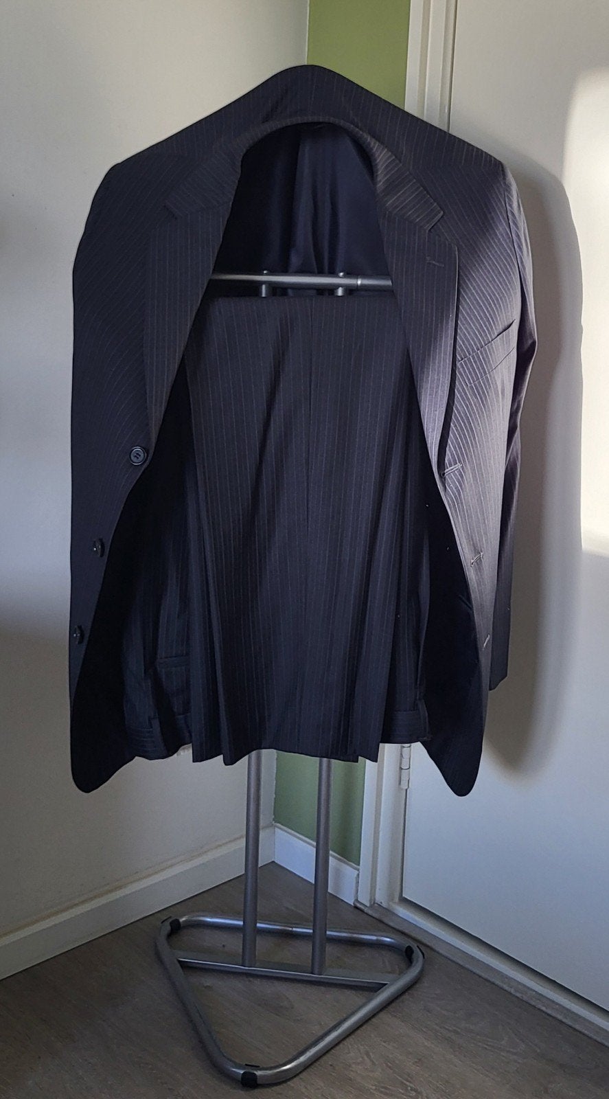 Herenpak 2 delig; H.G.L. & Sons; maat 54; krijtstreep, Kleding | Heren, Maat 52/54 (L), Blauw, H.G.L. & Sons, Ophalen of Verzenden
