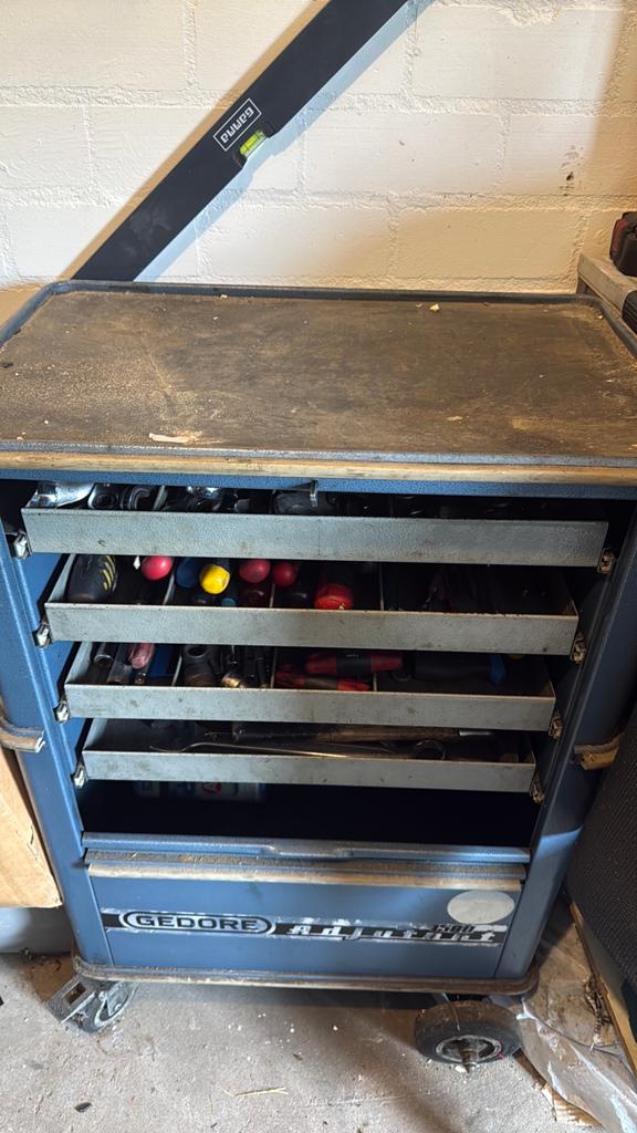 Gedore gereedschapkist met 4lades gevuld gebruikt, Ophalen, Gevuld, Gebruikt