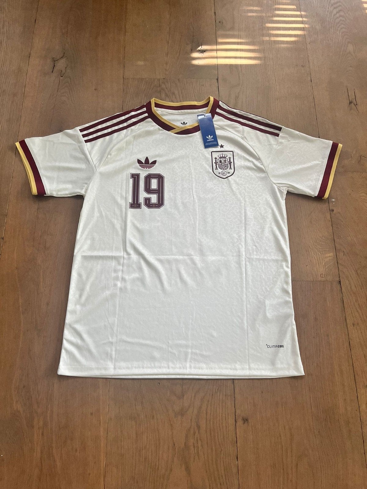Voetbalshirt Spanje Lamine Yamal 19 Maat L, Maat 52/54 (L), Wit, Nieuw, Ophalen of Verzenden