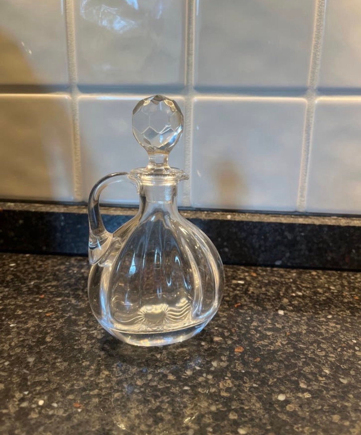Antieke Glazen Karafje voor Olie of Azijn met Stop, Antiek en Kunst, Antiek | Glas en Kristal, Ophalen of Verzenden