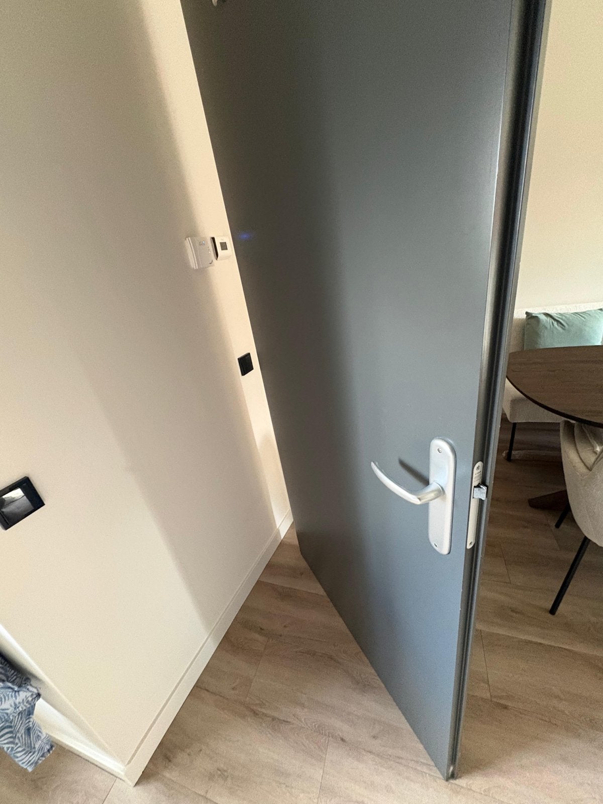 Antreciet opdekdeur met beslag - 231x93, Ophalen, Gebruikt, 80 tot 100 cm, Binnendeur