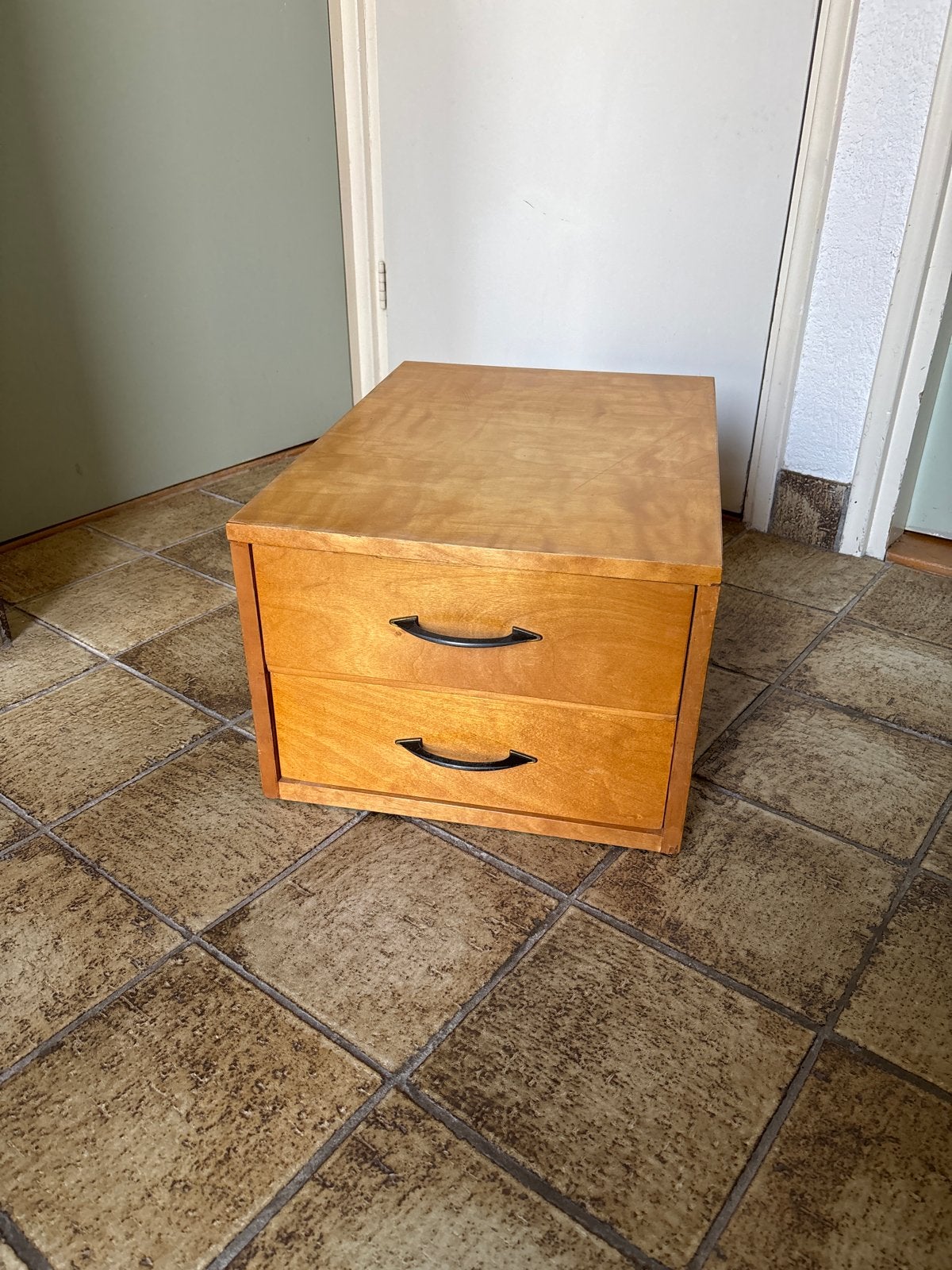 Houten ladekastje met 2 laden, Huis en Inrichting, Ophalen, Gebruikt, 1 of 2 laden, 50 tot 100 cm