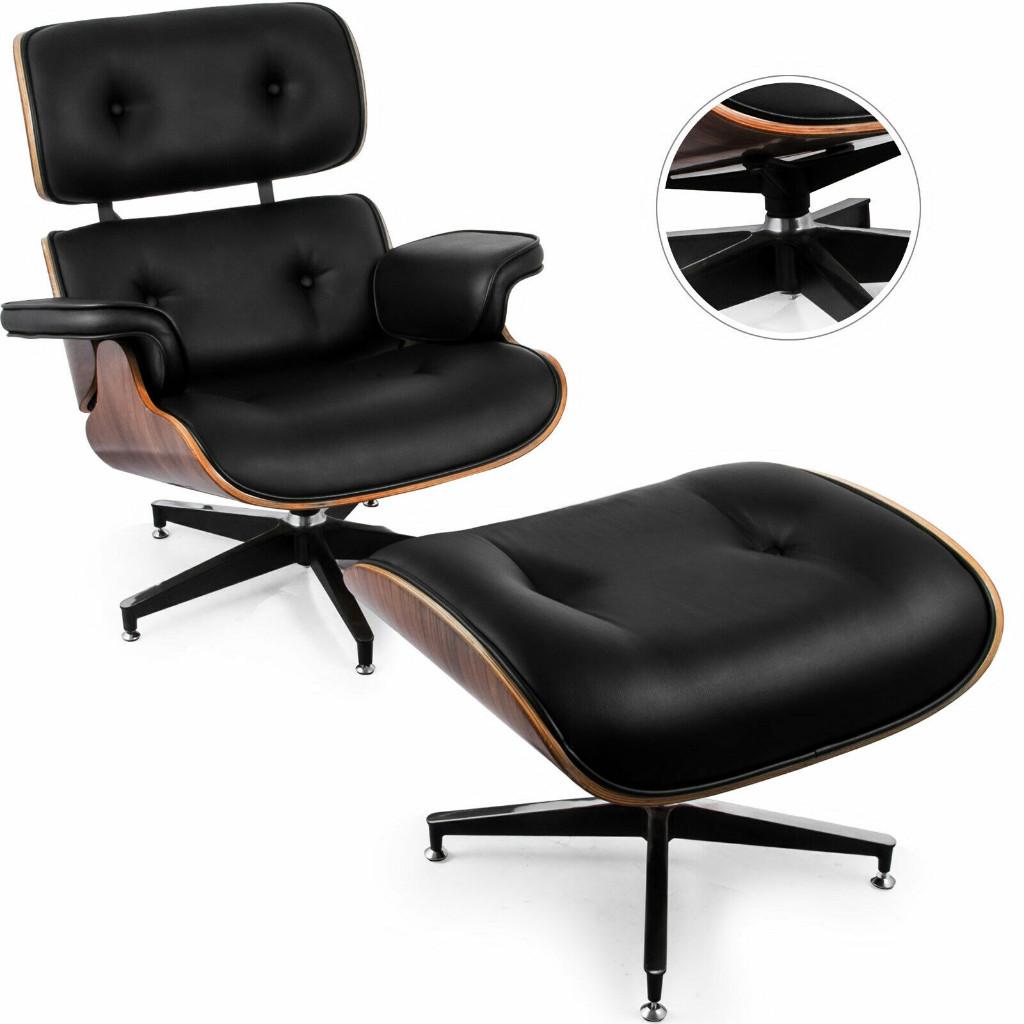 Exclusieve Klassieke Designer Lounge Stoel Met Poef. Zwart., Huis en Inrichting, Fauteuils, Nieuw, 75 tot 100 cm, Ophalen of Verzenden