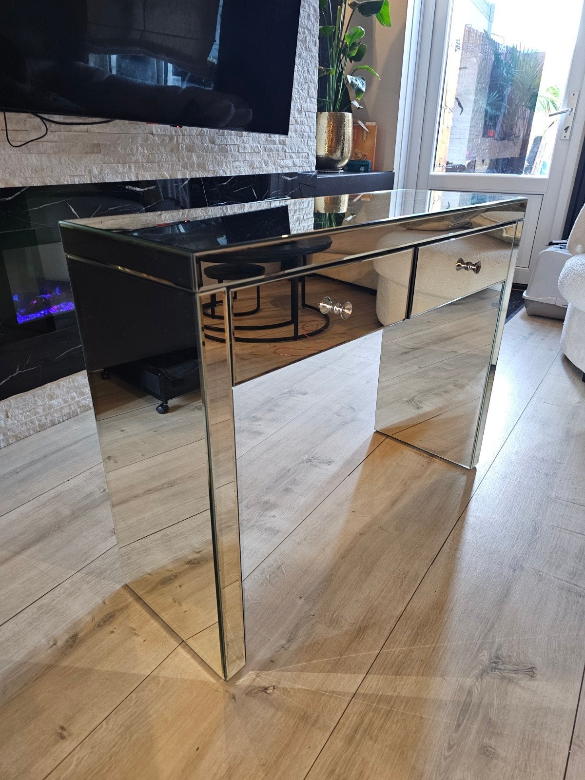 Luxe spiegel kaptafel met lades, 100 tot 150 cm, Minder dan 100 cm, Ophalen, Modern, Glamour, Spiegel