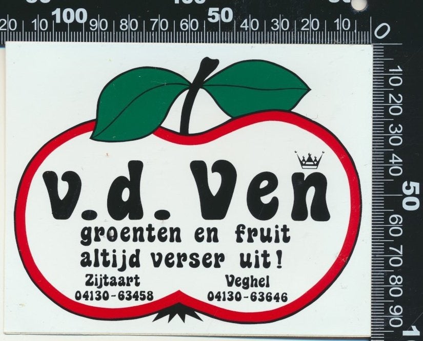 Sticker: Van de Ven Groente en Fruit - Zijtaart - Veghel, Ophalen of Verzenden, Zo goed als nieuw, Bedrijf of Vereniging