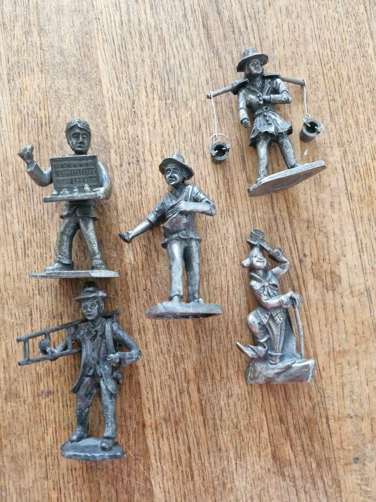 tinnen beeldjes - Ambachten - Set van 5, Verzamelen, Ophalen of Verzenden, Gebruikt